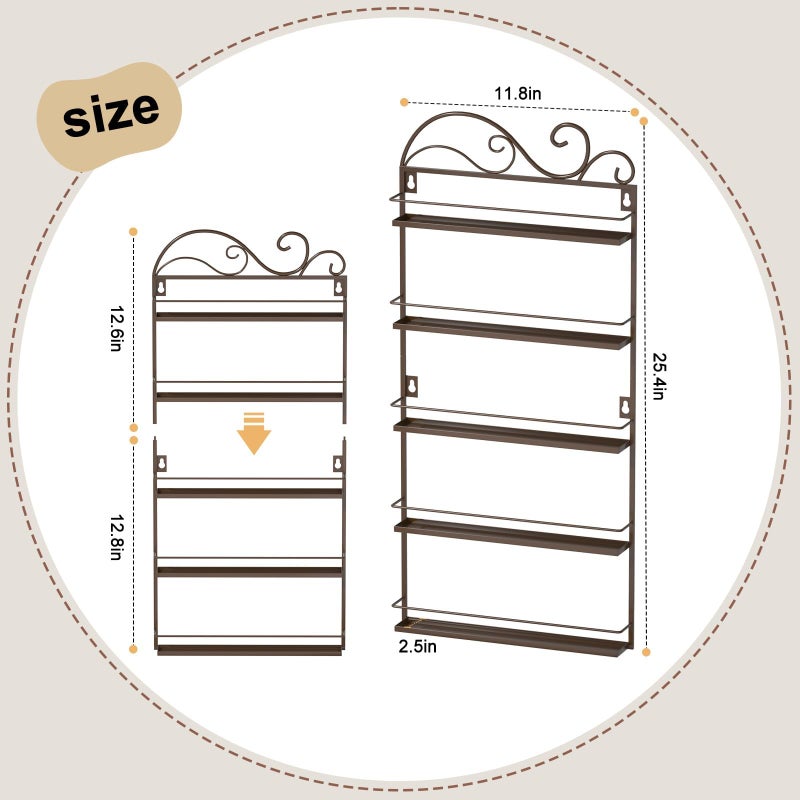 ERYTLLY Wall Mounted Nail Polish Rack, Rectangle Nail Storage Organizer, Salon Shelf Organizer (Brown) - Image 2